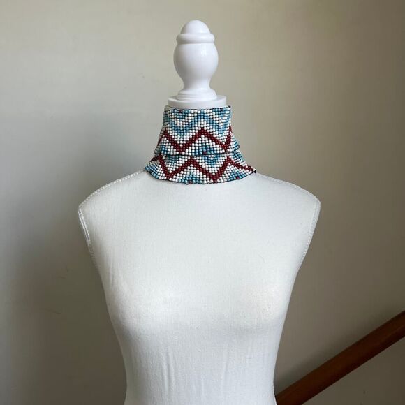 Stretchy southwestern beaded boho thick big wide statement festival belt - Picture 7 of 7